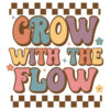 Tee Shirt Printed Affirmation Grow With Flow Chequered