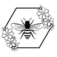 Tee Shirt Printed Bee Quotes Hexagon Bee with Flowers