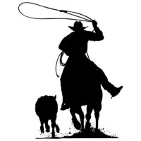 Tee Shirt Printed Country Cowboy Roping Calf Left