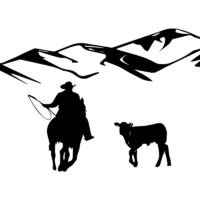 Tee Shirt Printed Country Cowboy Roping Calf Mountain Right