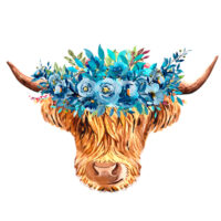 Alternative view of Tee Shirt Printed Country Highland Cow Colour Flowers