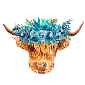 Alternative view of Tee Shirt Printed Country Highland Cow Colour Flowers