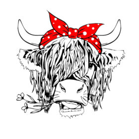 Alternative view of Tee Shirt Printed Country Highland Cow With Red Polka Dot Bow