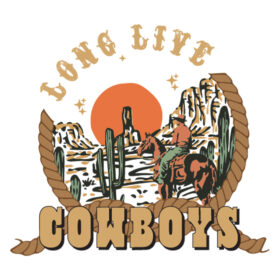 Tee Shirt Printed Country Long Live Cowboys