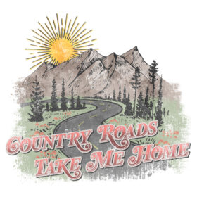 Tee Shirt Printed Country Country Roads Take Me Home Colour