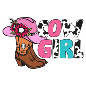 Tee Shirt Printed Country Cow Girl