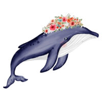 Alternative view of Tee Shirt Printed Beautiful Whale & Flowers FREE NAMEDROP