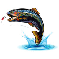 Tee Shirt Printed Beautiful Trout & Hook