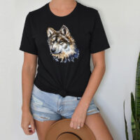 Tee Shirt Printed Beautiful Wolf Light