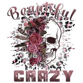 Tee Shirt Printed Edgy Beautiful Crazy Skull