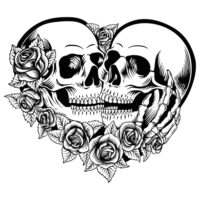 Tee Shirt Printed Edgy Two Skulls