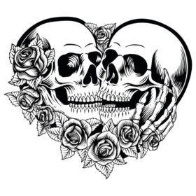 Tee Shirt Printed Edgy Two Skulls