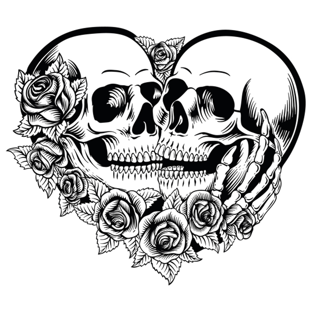 Tee Shirt Printed Edgy Two Skulls