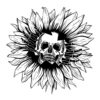 Tee Shirt Printed Edgy Skull in Sunflower