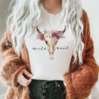 Tee Shirt Printed Edgy Wild Soul Steer Skull