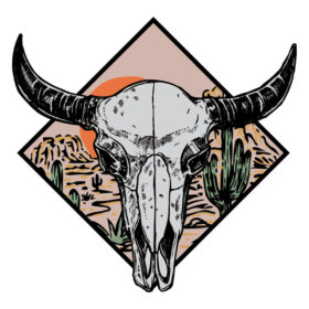 Tee Shirt Printed Edgy Steer Skull