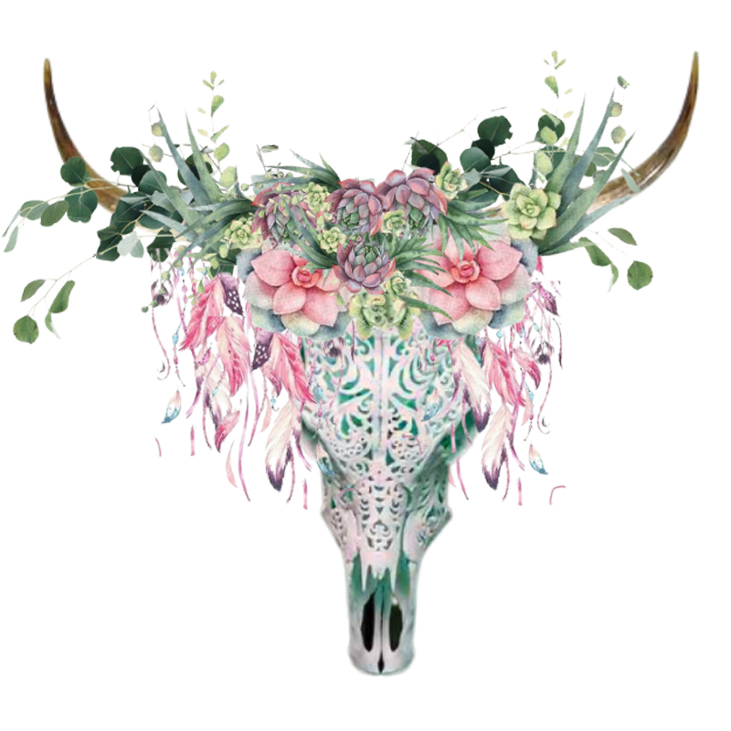 Tee Shirt Printed Edgy Floral Skull