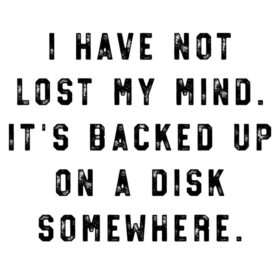Tee Shirt Printed Sarcastic It's Backed Up On A Disk Somewhere