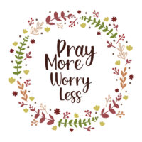 Tee Shirt Printed Faith Pray More Worry Less Round Floral