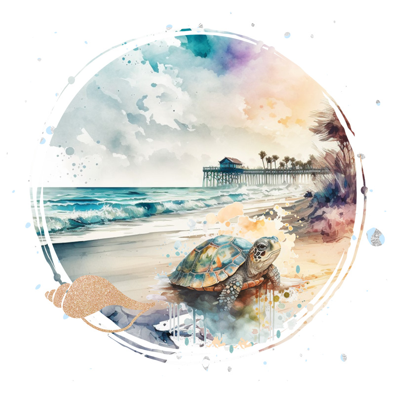 Tee Shirt Printed Lake Beach Turtle FREE NAMEDROP - Image 3