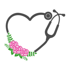 Tee Shirt Printed Nurse Stethoscope Flowers