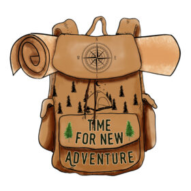 Tee Shirt Printed Outdoors Time Backpack