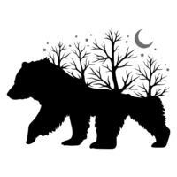Tee Shirt Printed Outdoors Bear Tree No Leaves