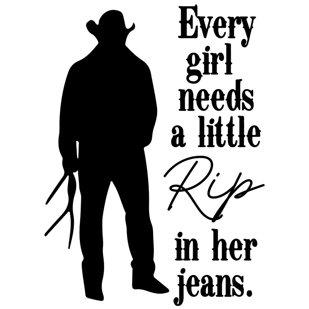 Tee Shirt Printed Ranch Rip in her Jeans