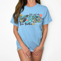 Tee Shirt Printed Summer Girl Sea Turtle