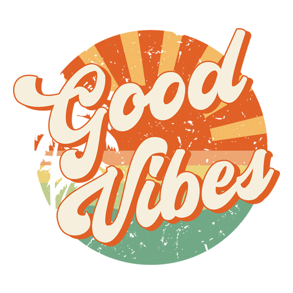 Tee Shirt Printed Vintage Good Vibes Round