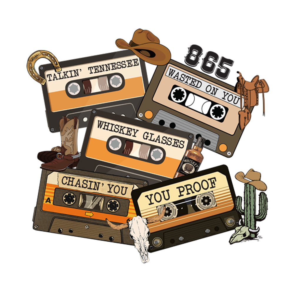 Tee Shirt Printed Vintage Stacked Cassettes