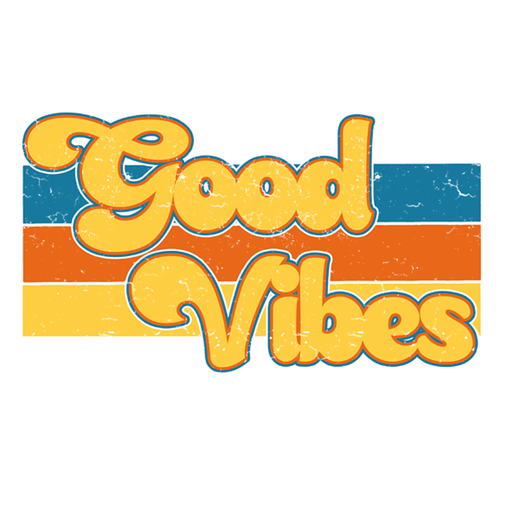 Tee Shirt Printed Vintage Good Vibes Rectangular - Image 2