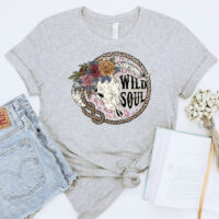 Tee Shirt Printed Edgy Vintage Skull Wild Soul