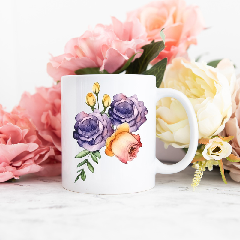 Ceramic Mug Printed WATERCOLOUR ART FLORALS BOUQUET Pick Your Design 11oz Capacity - Image 3