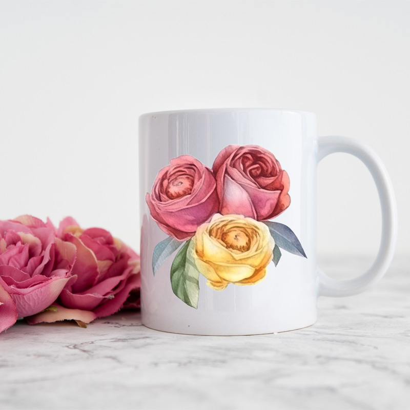 Ceramic Mug Printed WATERCOLOUR ART FLORALS BOUQUET Pick Your Design 11oz Capacity - Image 4