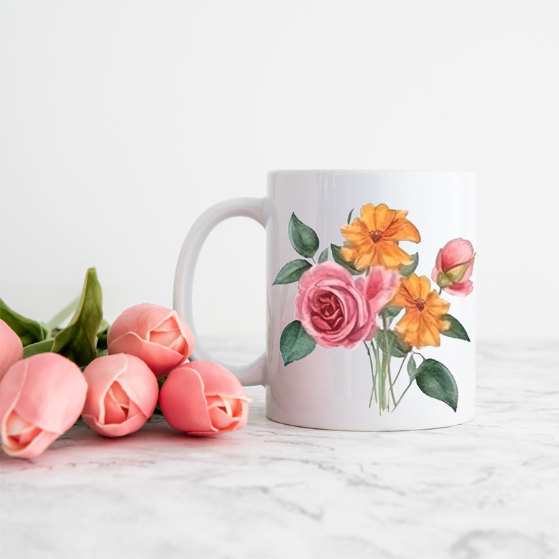 Ceramic Mug Printed WATERCOLOUR ART FLORALS BOUQUET Pick Your Design 11oz Capacity - Image 6