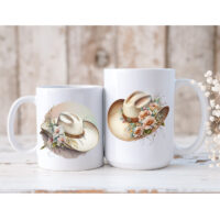 Ceramic Mug Printed WATERCOLOUR ART COWGIRL HAT FLORAL BOUQUET Pick Your Design 11oz Capacity