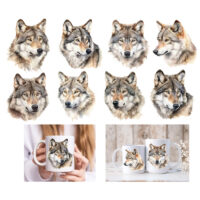 Ceramic Mug Printed WATERCOLOUR ART WOLF Pick Your Design 11oz Capacity