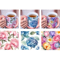Ceramic Mug Printed SEAMLESS WRAP FLORALS Pick Your Design 11oz Capacity
