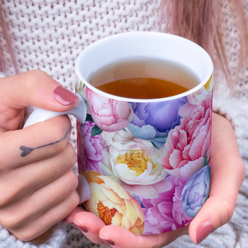 Ceramic Mug Printed SEAMLESS WRAP FLORALS Pick Your Design 11oz Capacity - Image 4
