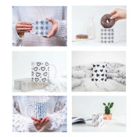 Ceramic Mug Printed SEAMLESS WRAP BLACK ABSTRACT Pick Your Design 11oz Capacity