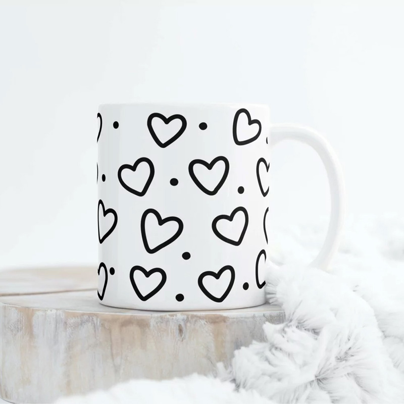 Ceramic Mug Printed SEAMLESS WRAP BLACK ABSTRACT Pick Your Design 11oz Capacity - Image 7