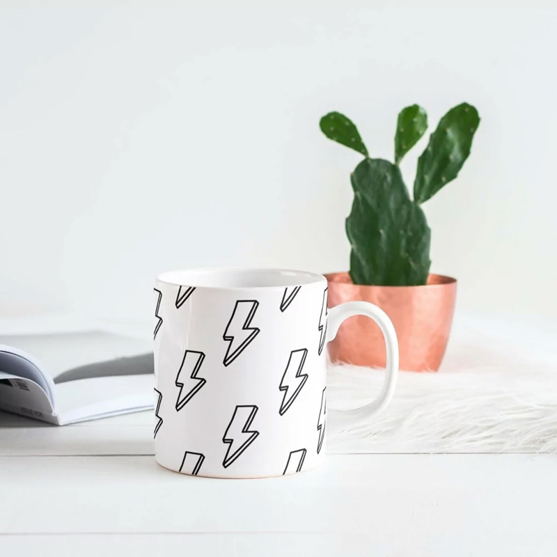 Ceramic Mug Printed SEAMLESS WRAP BLACK ABSTRACT Pick Your Design 11oz Capacity - Image 13