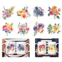 Alternative view of Ceramic Mug Printed WATERCOLOUR ART FLORALS BOUQUET Pick Your Design 15oz Capacity