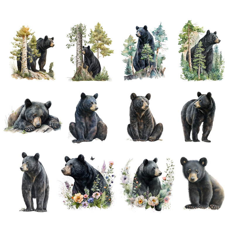 Ceramic Mug Printed WATERCOLOUR ART BLACK BEAR Pick Your Design 15 oz Capacity