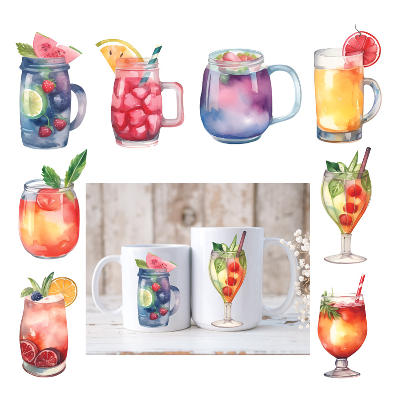 Ceramic Mug Printed WATERCOLOUR ART COCKTAILS Pick Your Design 15 oz Capacity - Image 2