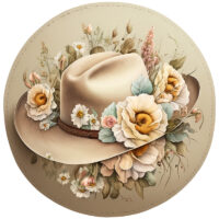 Tee Shirt Printed Country Cowgirl Hat Watercolor Art #02