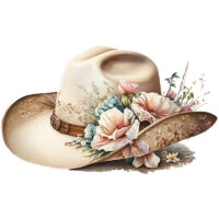 Tee Shirt Printed Country Cowgirl Hat Watercolor Art #09