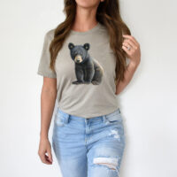 Tee Shirt Printed Beautiful Art Black Bear Watercolor Art #12