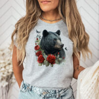 Tee Shirt Printed Beautiful Art Black Bear Watercolor Art #16